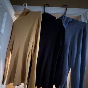 Coldwater Creek Ribbed Turtleneck Sweater Bundle – Size XL (3 Colors)